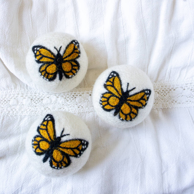 Monarch Butterfly Eco Wool Dryer Balls: With Bag