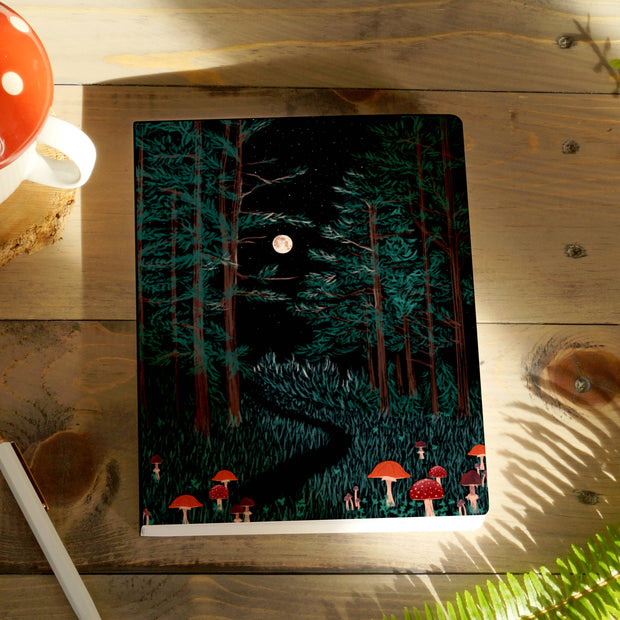 Moonrise Forest Layflat Journal Notebook: Lined / Medium