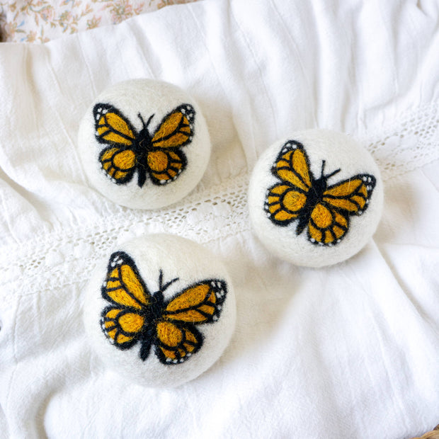 Monarch Butterfly Eco Wool Dryer Balls: With Bag