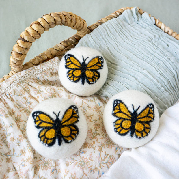 Monarch Butterfly Eco Wool Dryer Balls: With Bag